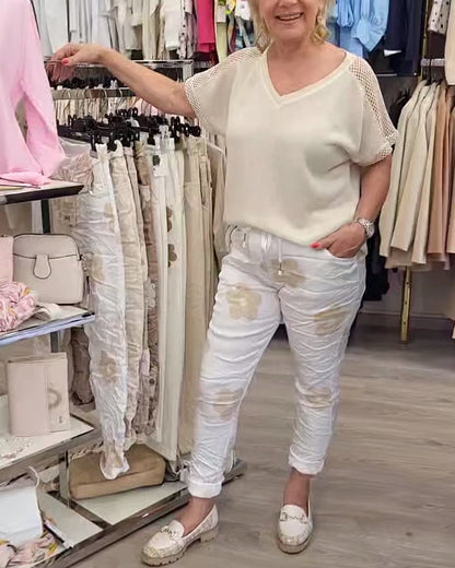 Casual Print Drawstring Pants