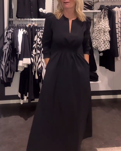 Puff Sleeve Waisted A-Line Dress