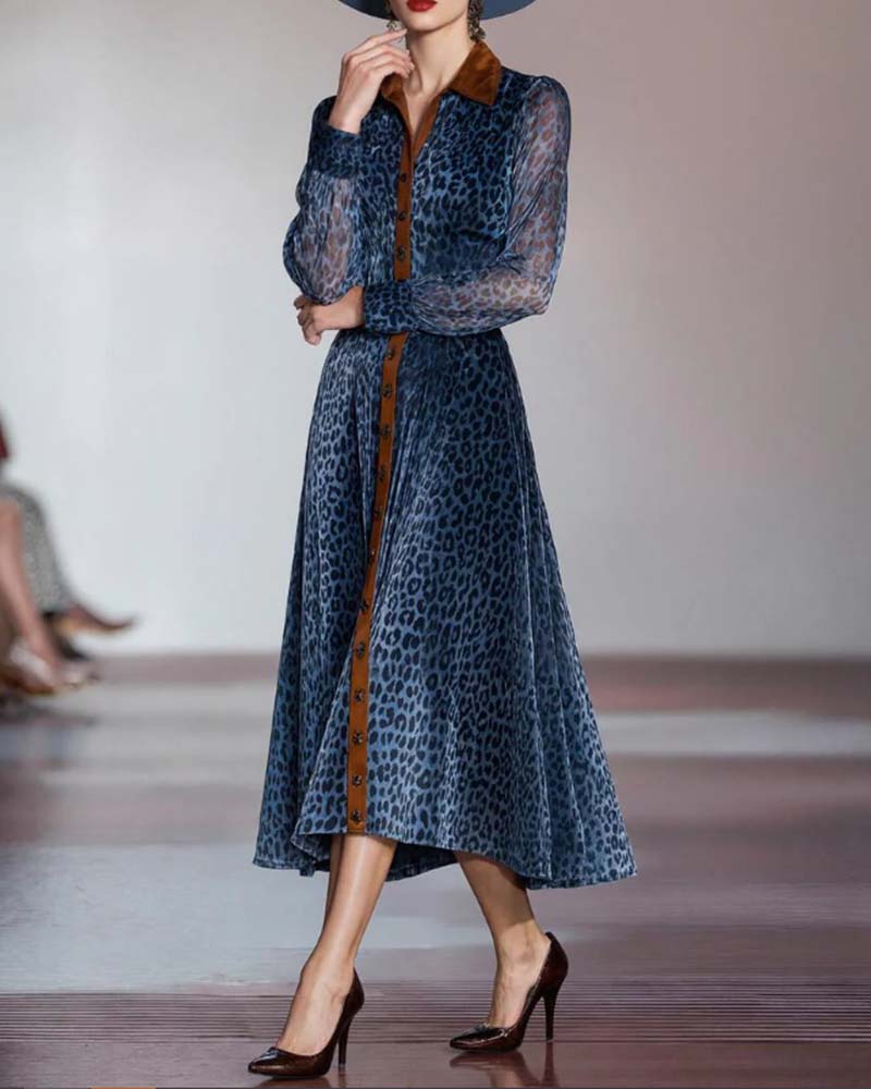 Modern Leopard Print Patchwork Dress