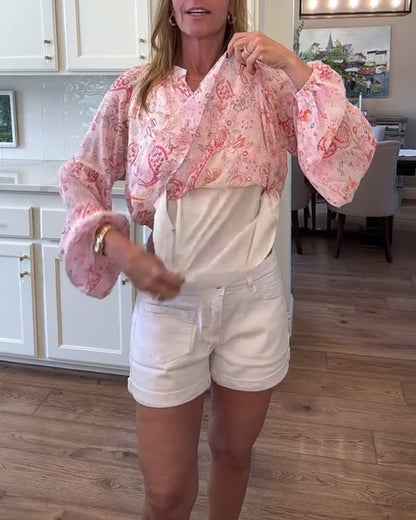 Balloon Sleeve Floral Blouse