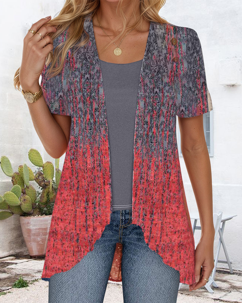 Fake Two-Piece Short-Sleeved Irregular Blouse