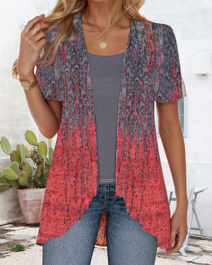 Fake Two-Piece Short-Sleeved Irregular Blouse