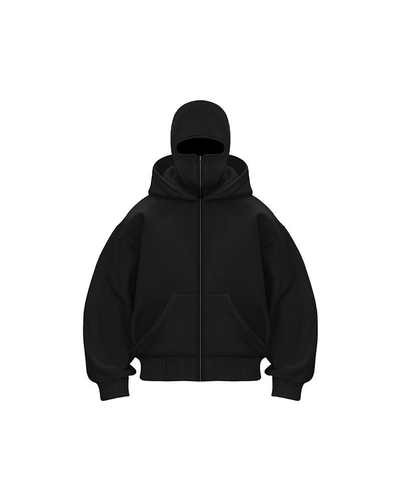 Unisex Double Hood Zip-Up Sweatshirt Coat