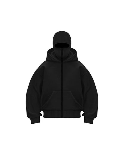Unisex Double Hood Zip-Up Sweatshirt Coat