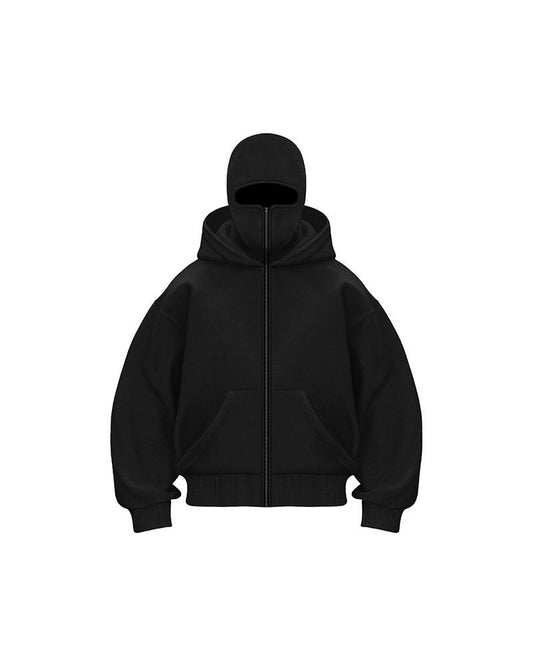 Unisex Double Hood Zip-Up Sweatshirt Coat