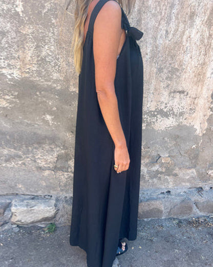Sleeveless Solid Color Fashionable Long Dress
