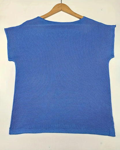 Casual Short-Sleeved Solid Color Sweater