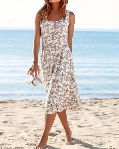 Sleeveless Floral Print Dress