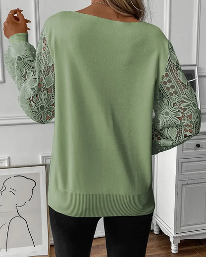 V-Neck Fashionable Hollow Pullover