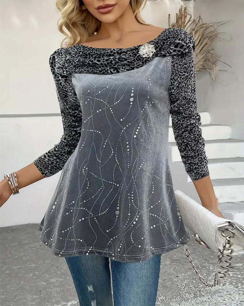 Leopard Print Long-Sleeved Top