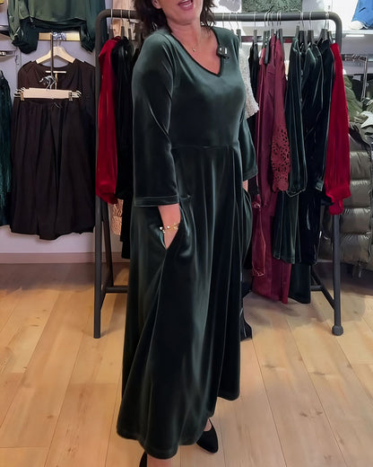 V-Neck Velvet Maxi Dress