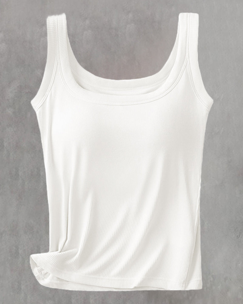 Solid Color Built In Bra Vest