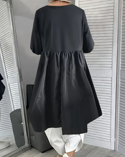 Knit Patchwork Side Tie Dress