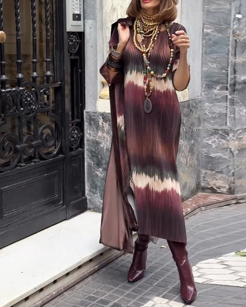 Fashionable Gradient Accordion Pleated Dress