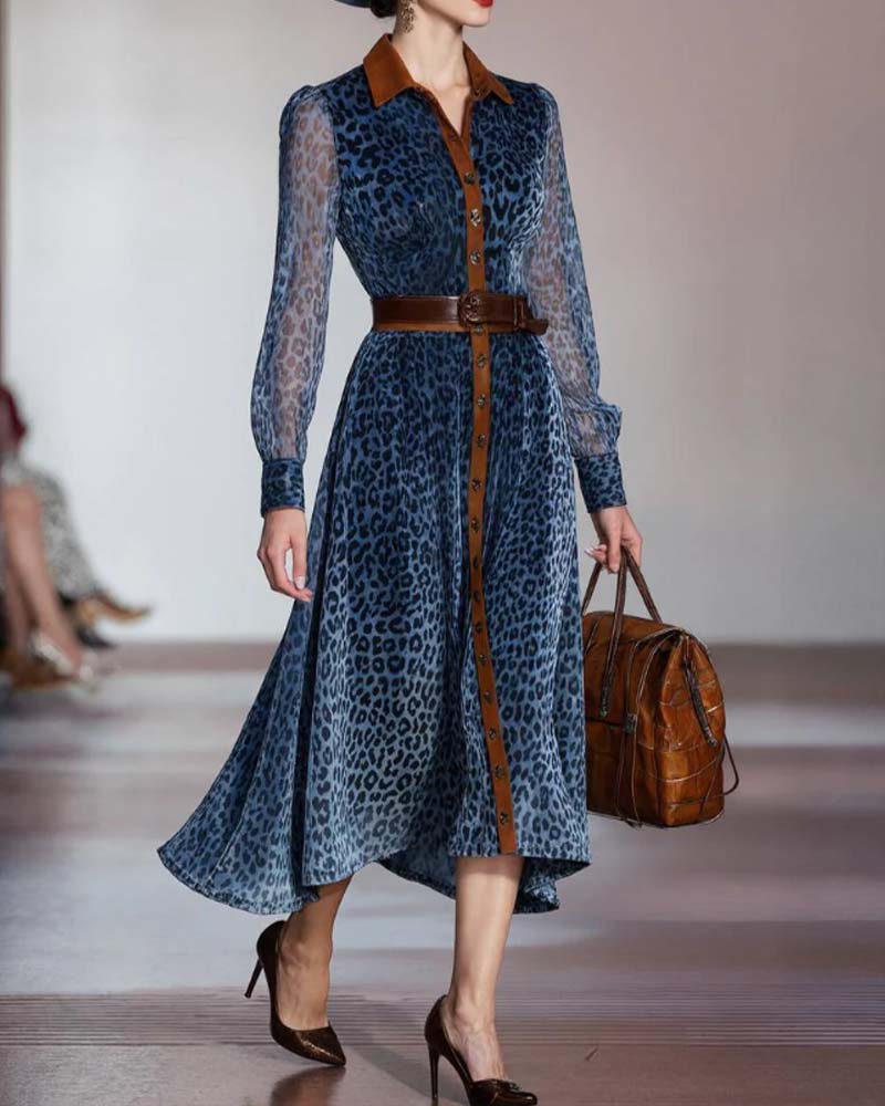 Modern Leopard Print Patchwork Dress