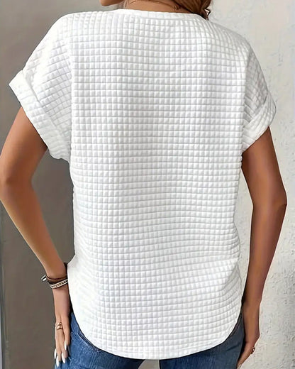 Round Neck Solid Color Bat Sleeve T-Shirt