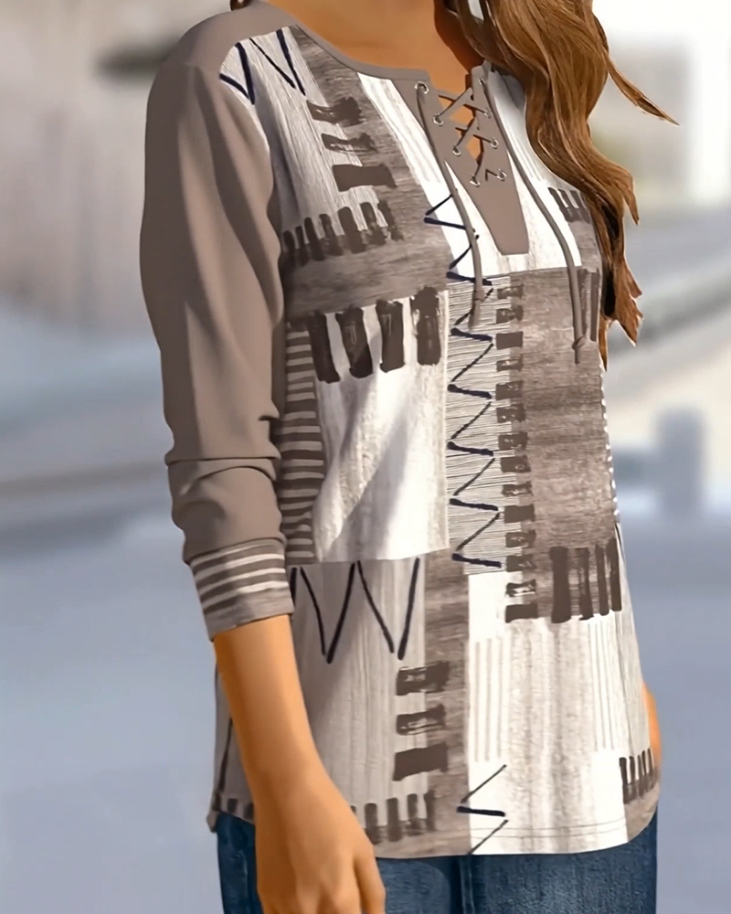 Stylish Criss-Cross Strap Plaid Print Top