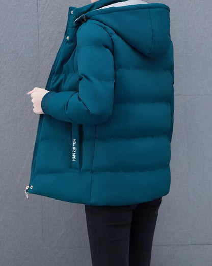 Casual Solid Color Warm Hooded Jacket