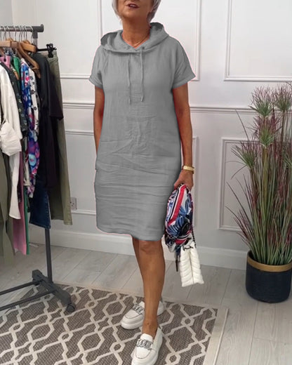 Hooded short sleeve casual dress