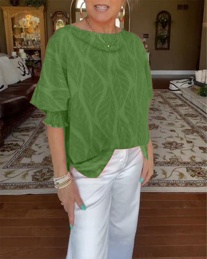 Round Neck Loose Print Blouse