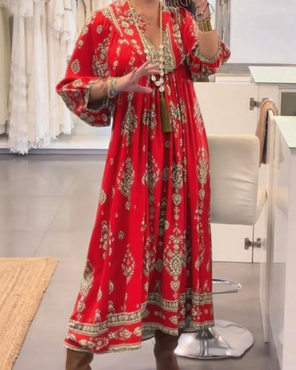 Casual Print Loose Pocket Dress