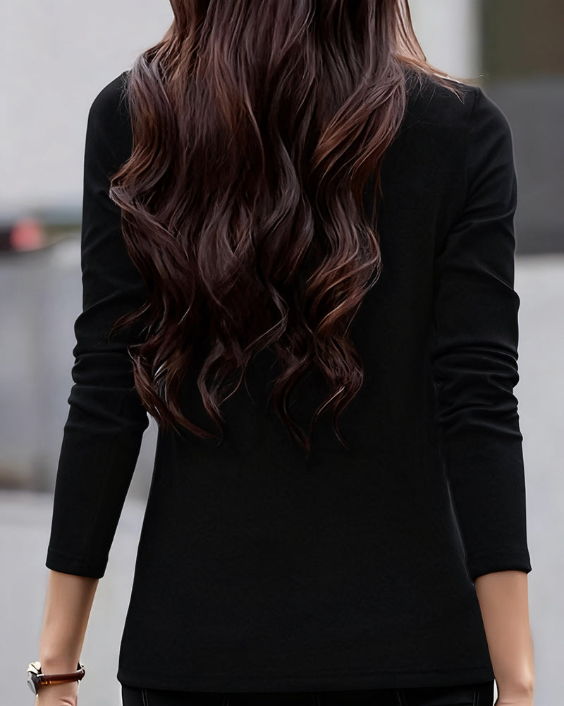 Slim Fit Pleated Long Sleeve Top