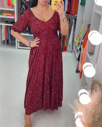 Printed v-neck maxi dress