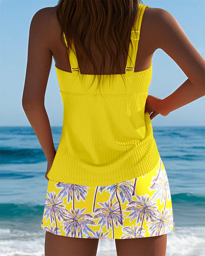 Two-Piece Coconut Palm Print Tankini