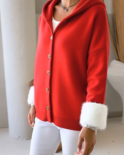 Cozy plush Patchwork Hooded Coat