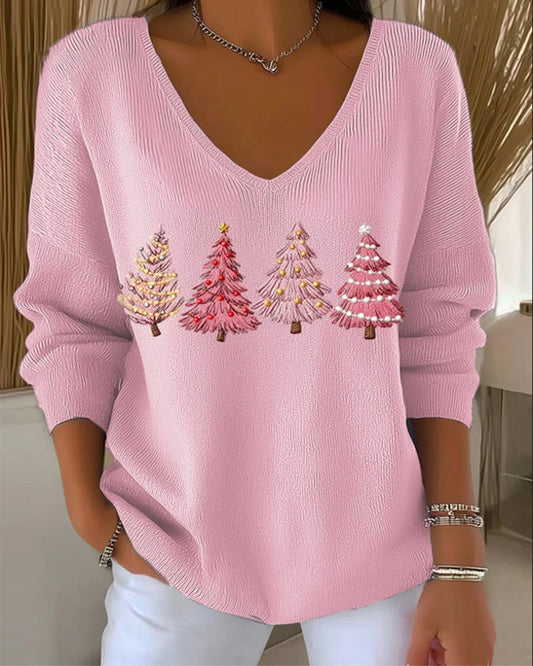 V-Neck Pullover Long-Sleeved Jumper