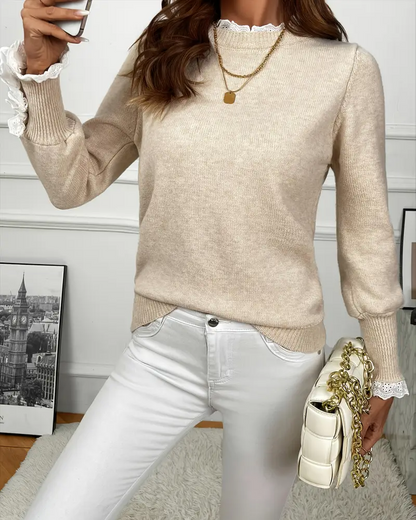 Elegant Lace-Trimmed Jumper