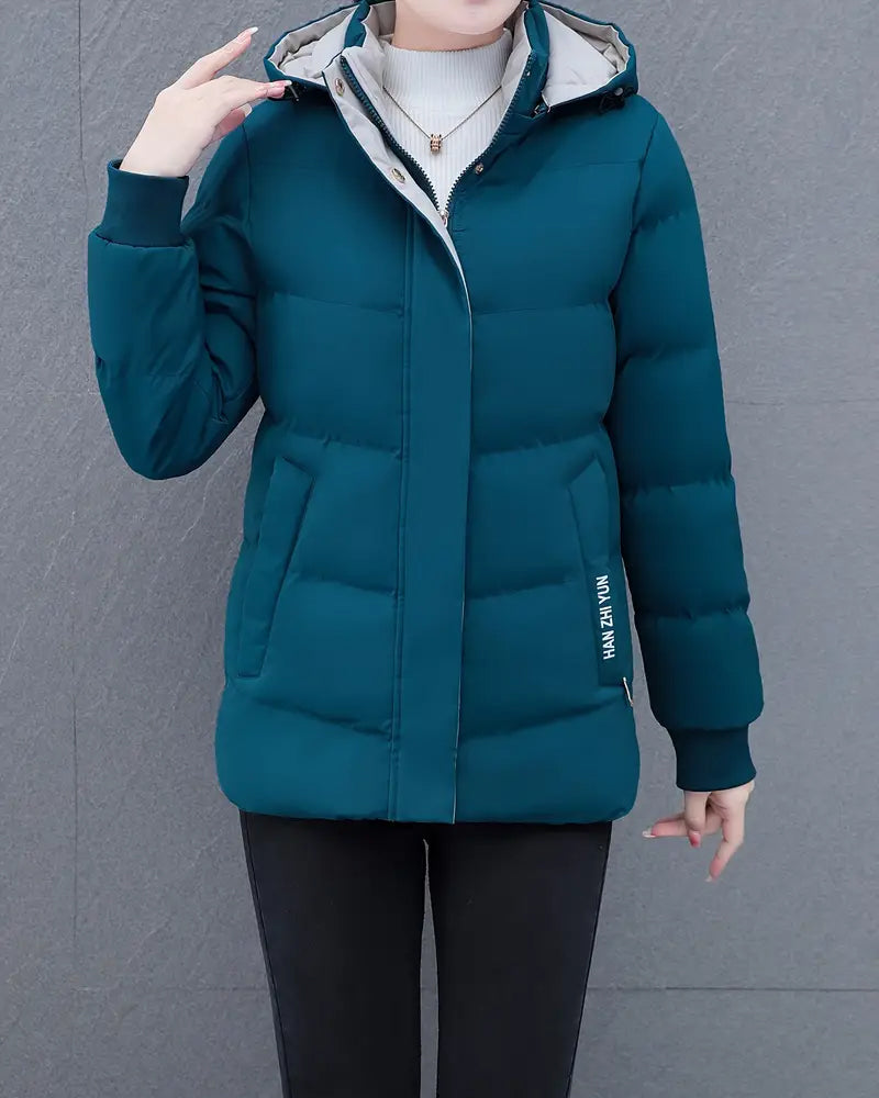 Casual Solid Color Warm Hooded Jacket