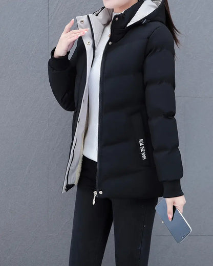 Casual Solid Color Warm Hooded Jacket