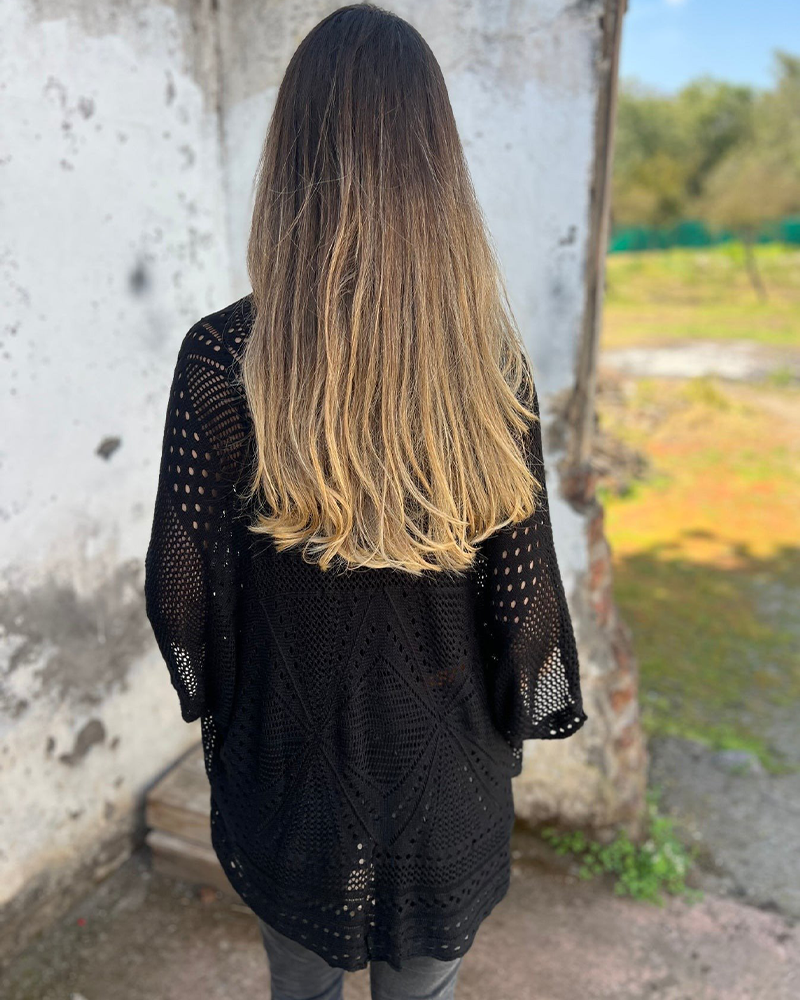 Elegant Hollow-Out Knit Coat