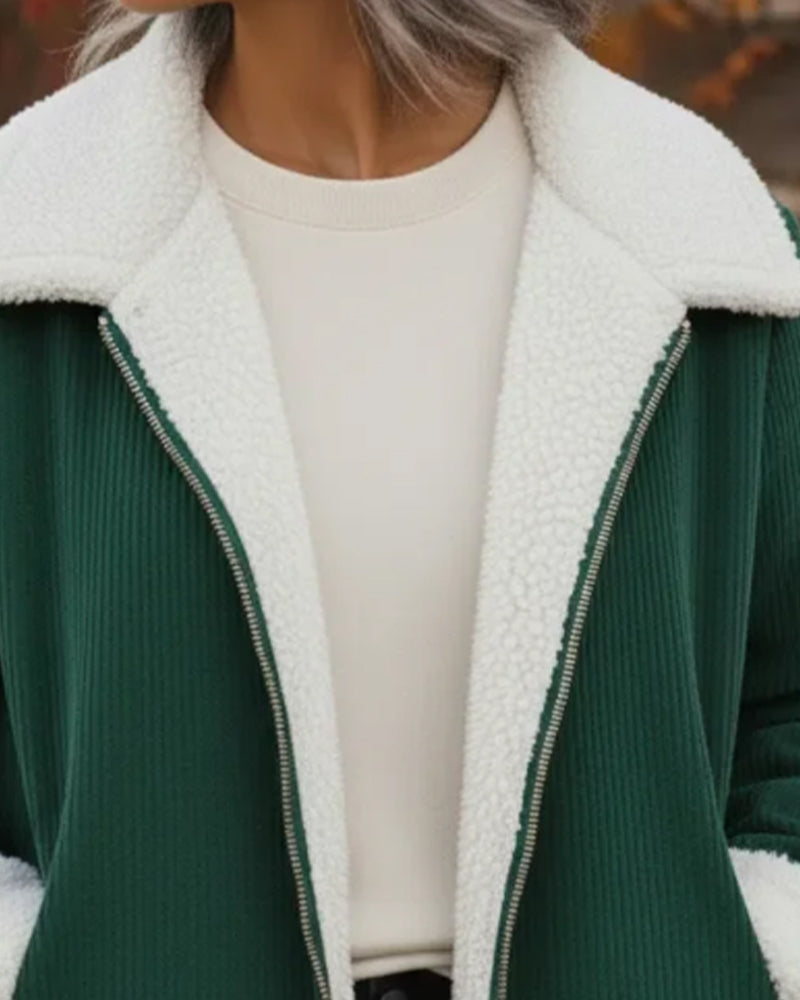 Corduroy Lamb Wool Coat