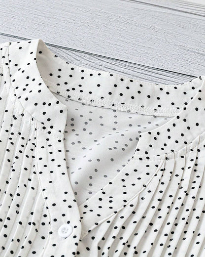 Ruffle Sleeve V-Neck Polka Dot Blouse