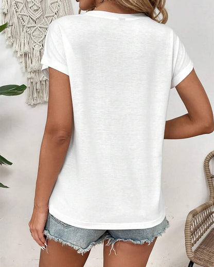 Round Neck Hollow Stitching T-Shirt