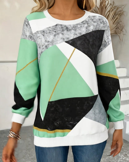 Fashionable Round Neck Printed Sweatshirt