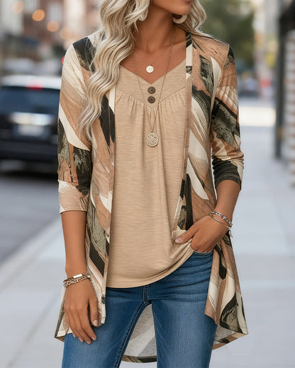 Patchwork Printed Two-Piece Top