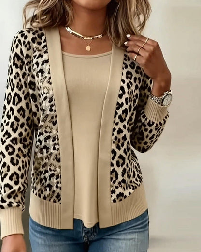 Fake Two-Piece Leopard Print Top