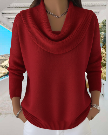 Solid Color Pile Collar Pullover Jumper