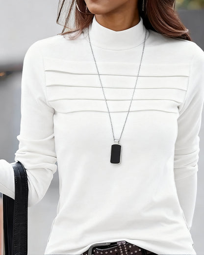Slim Fit Pleated Long Sleeve Top