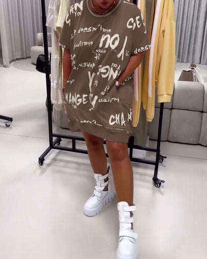 Loose Letter Print Dress