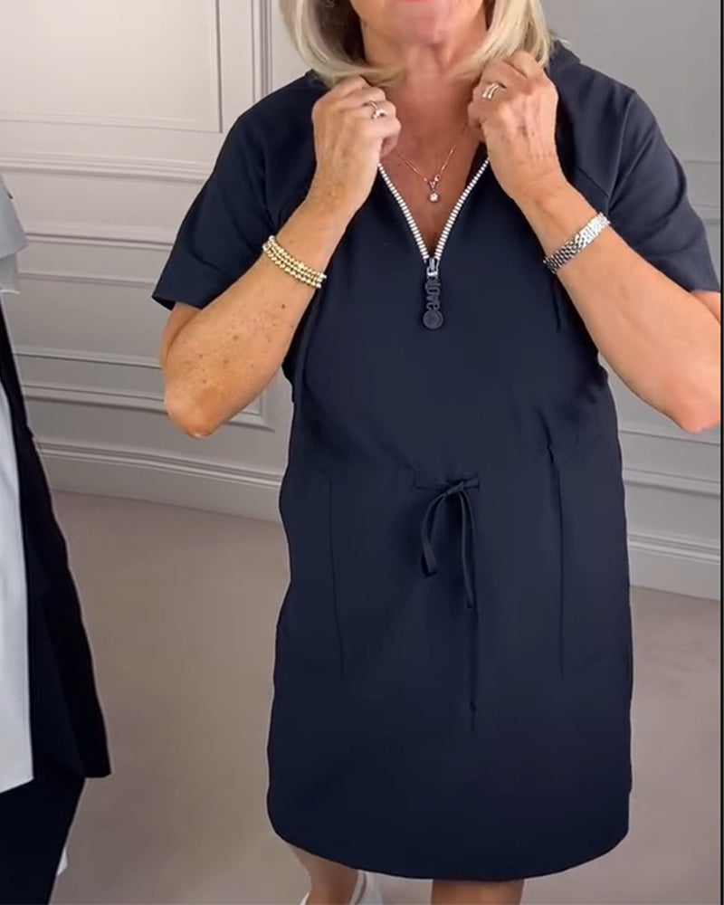 Hooded Half-Zip Sports Dress