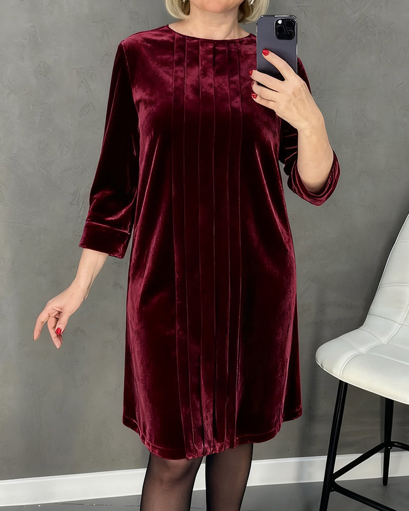 Round Neck Pleated Dress