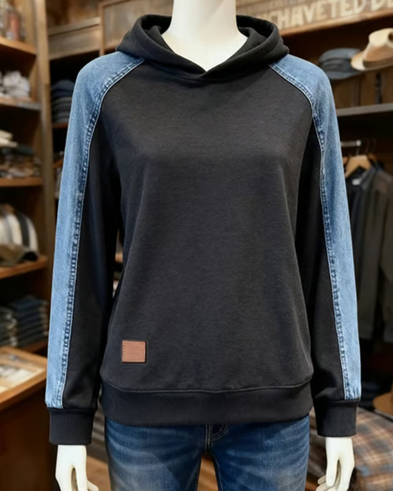 Paneled Contrast Color Hoodie