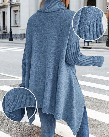 High Collar Irregular Loose Sweater