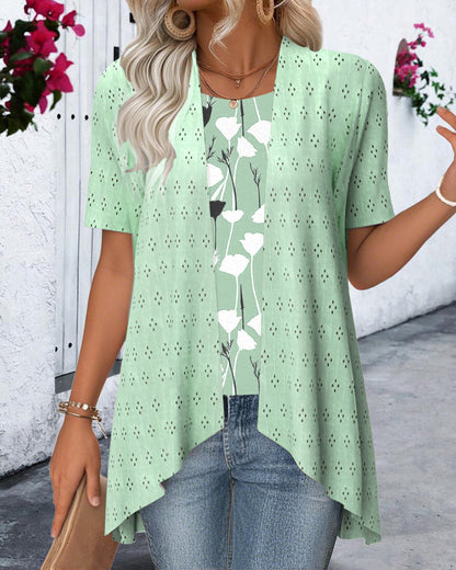 Fake Two-piece Printed Blouse