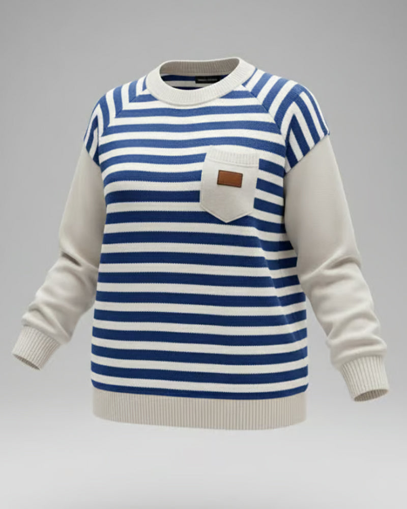 Striped Contrast Casual Pullover Sweater