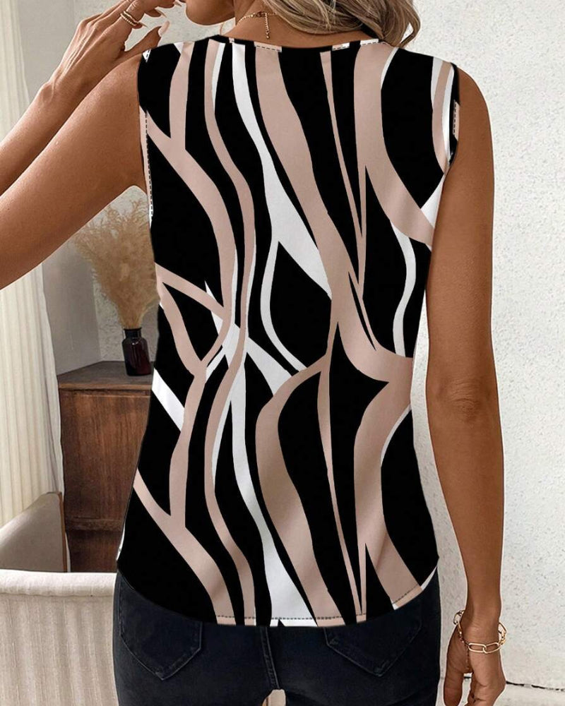 V-Neck Floral Sleeveless Vest